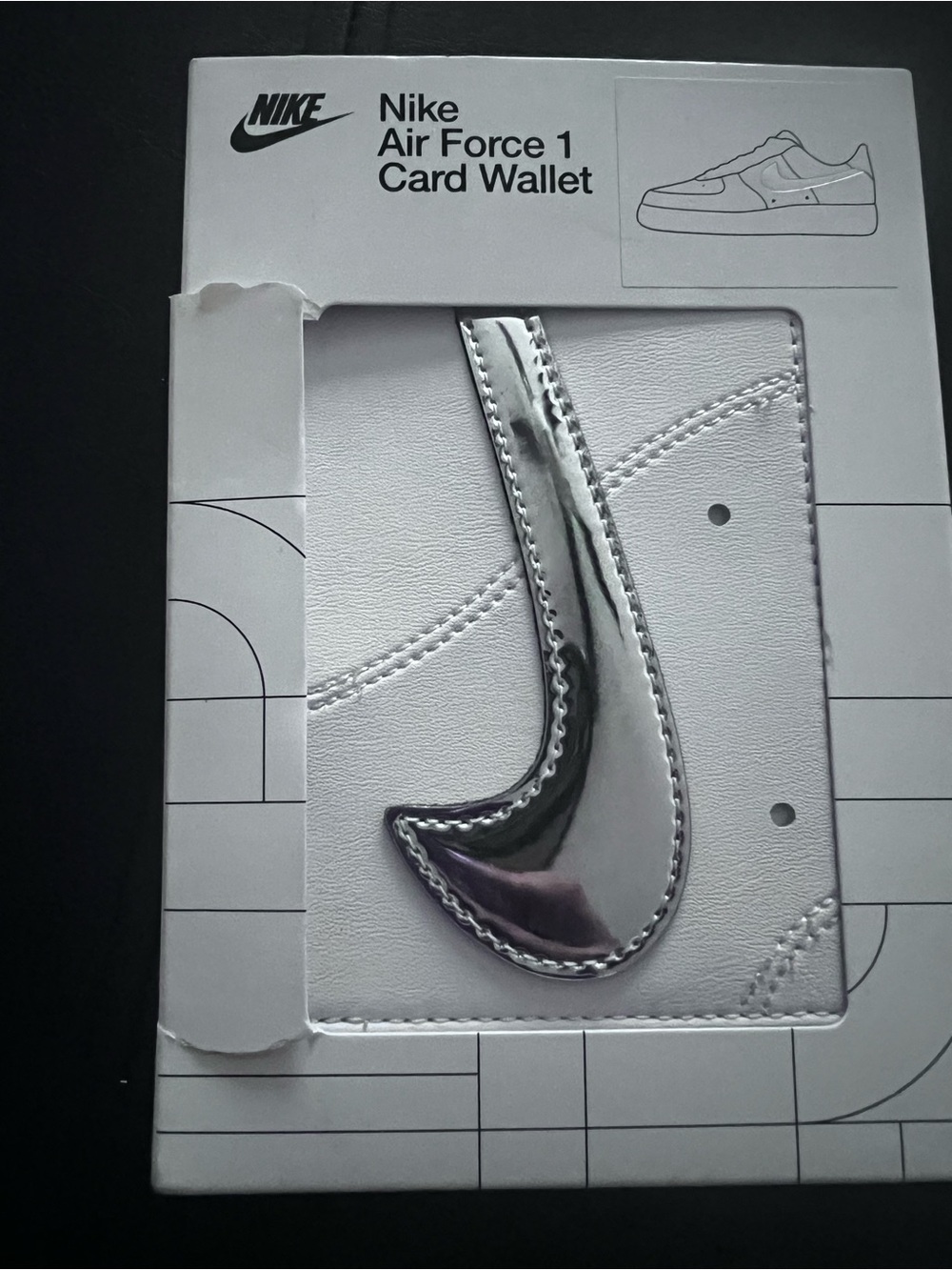 NIB Nike Silver Metallic Swoosh Card Wallet - unisex Accessories